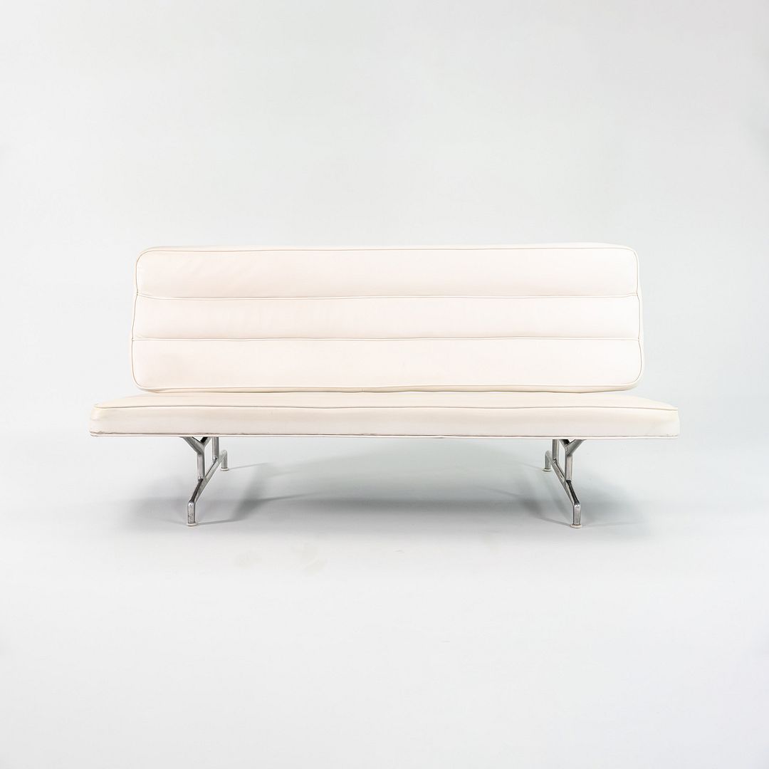 1964 Eames 3473 Sofa by Charles and Ray Eames for Herman Miller in White Naugahyde #2