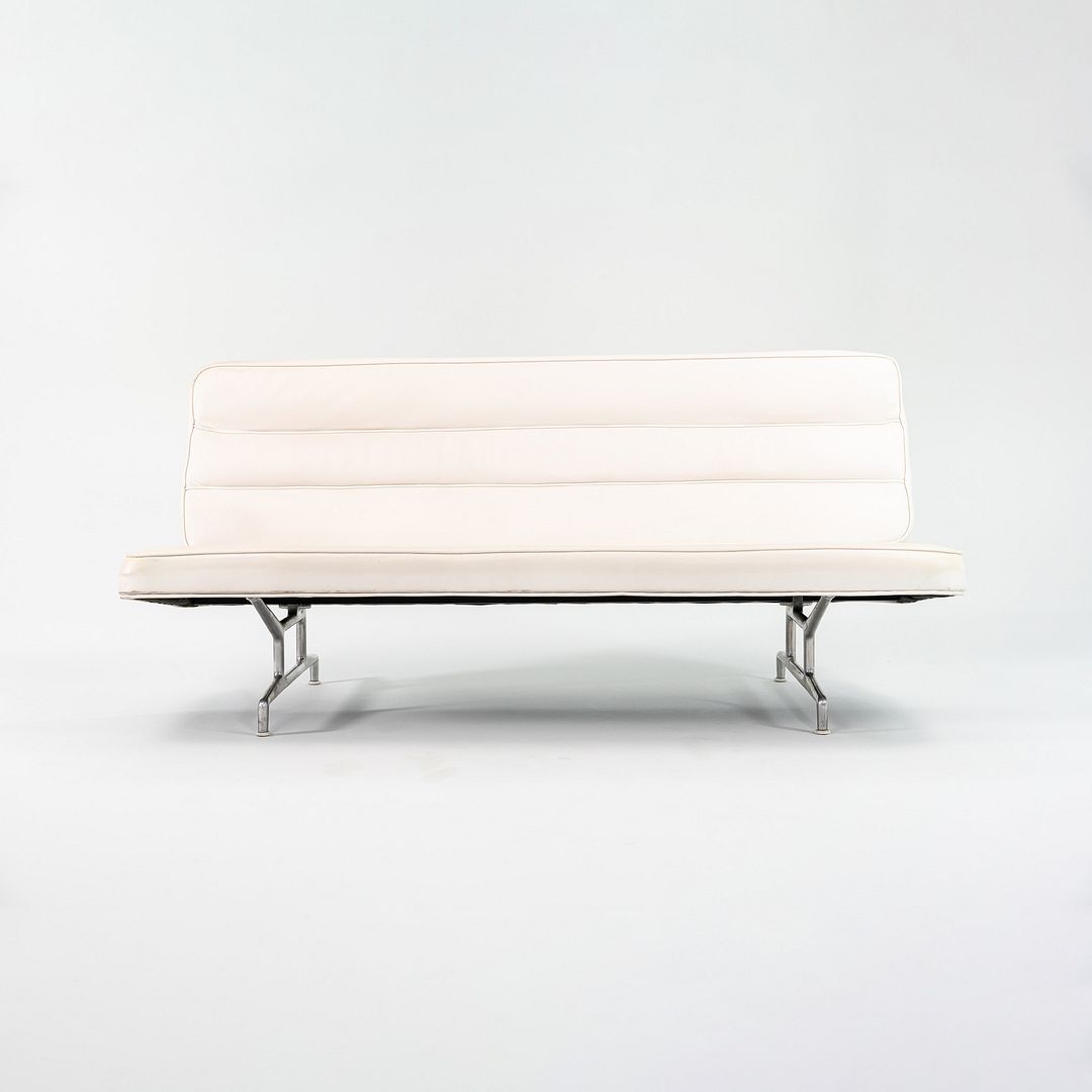 1964 Eames 3473 Sofa by Charles and Ray Eames for Herman Miller in White Naugahyde #2