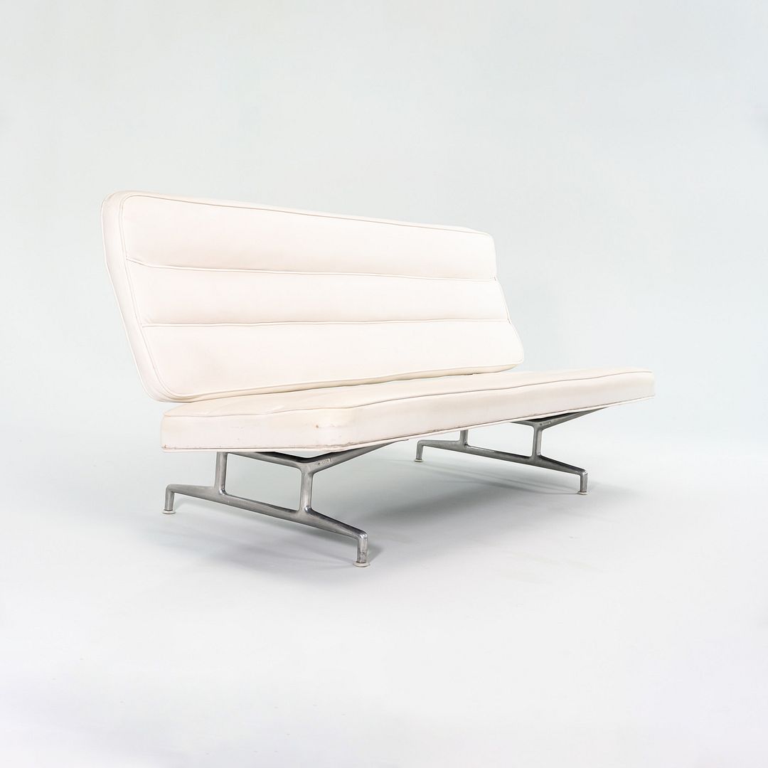 1964 Eames 3473 Sofa by Charles and Ray Eames for Herman Miller in White Naugahyde #2