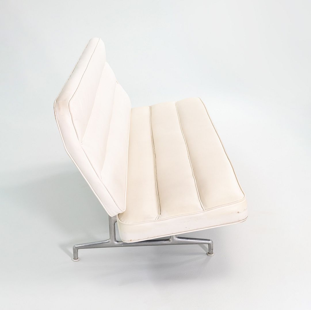 1964 Eames 3473 Sofa by Charles and Ray Eames for Herman Miller in White Naugahyde #2