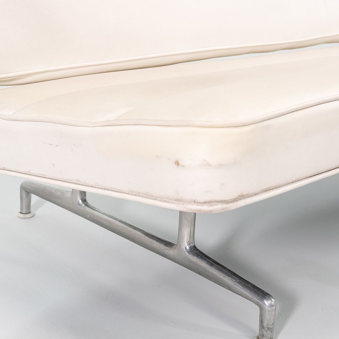 1964 Eames 3473 Sofa by Charles and Ray Eames for Herman Miller in White Naugahyde #2