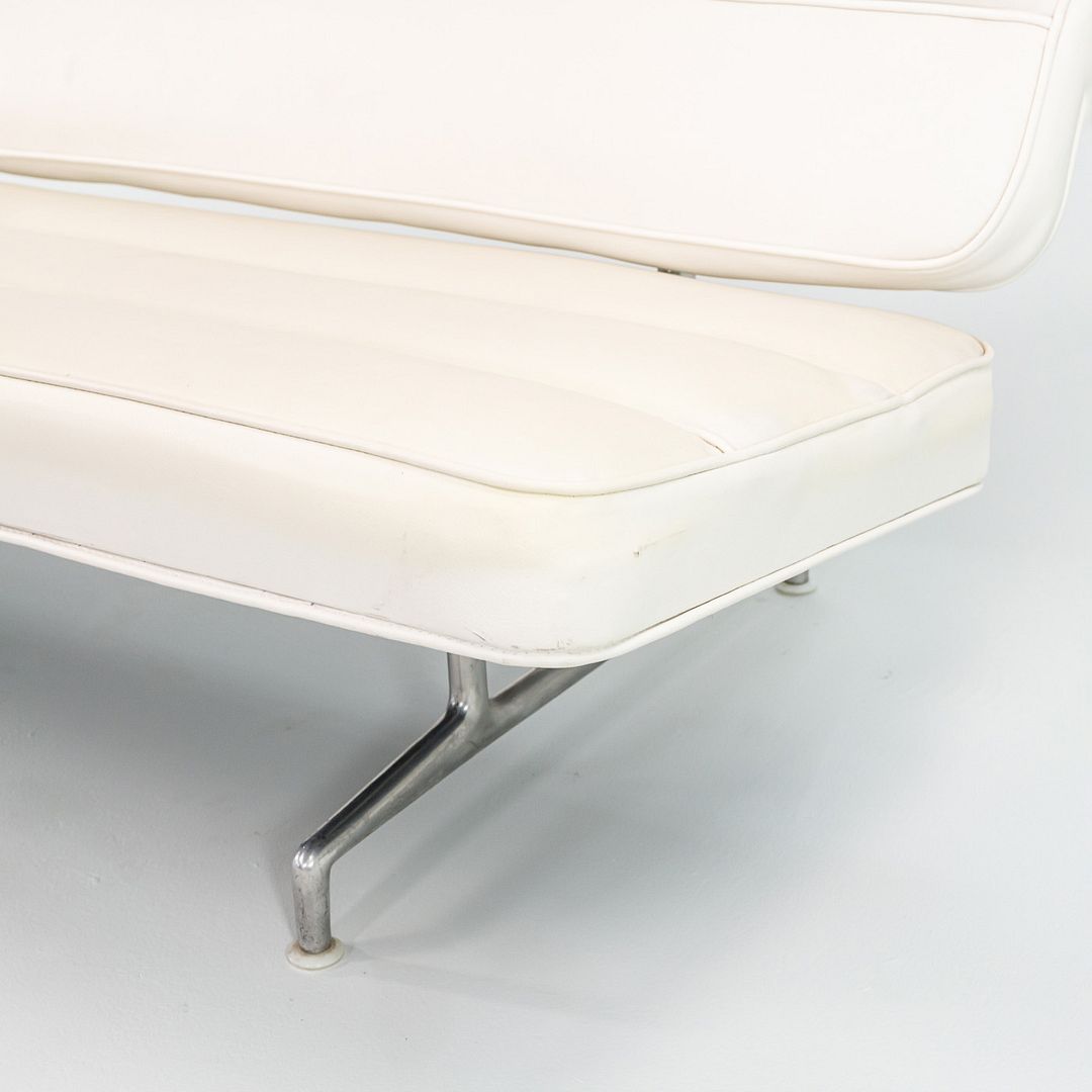 1964 Eames 3473 Sofa by Charles and Ray Eames for Herman Miller in White Naugahyde #2