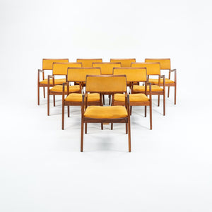 1960s Set of Twelve Risom Dining Chairs, Model C-140 by Jens Risom Designs in Walnut with Original Fabric