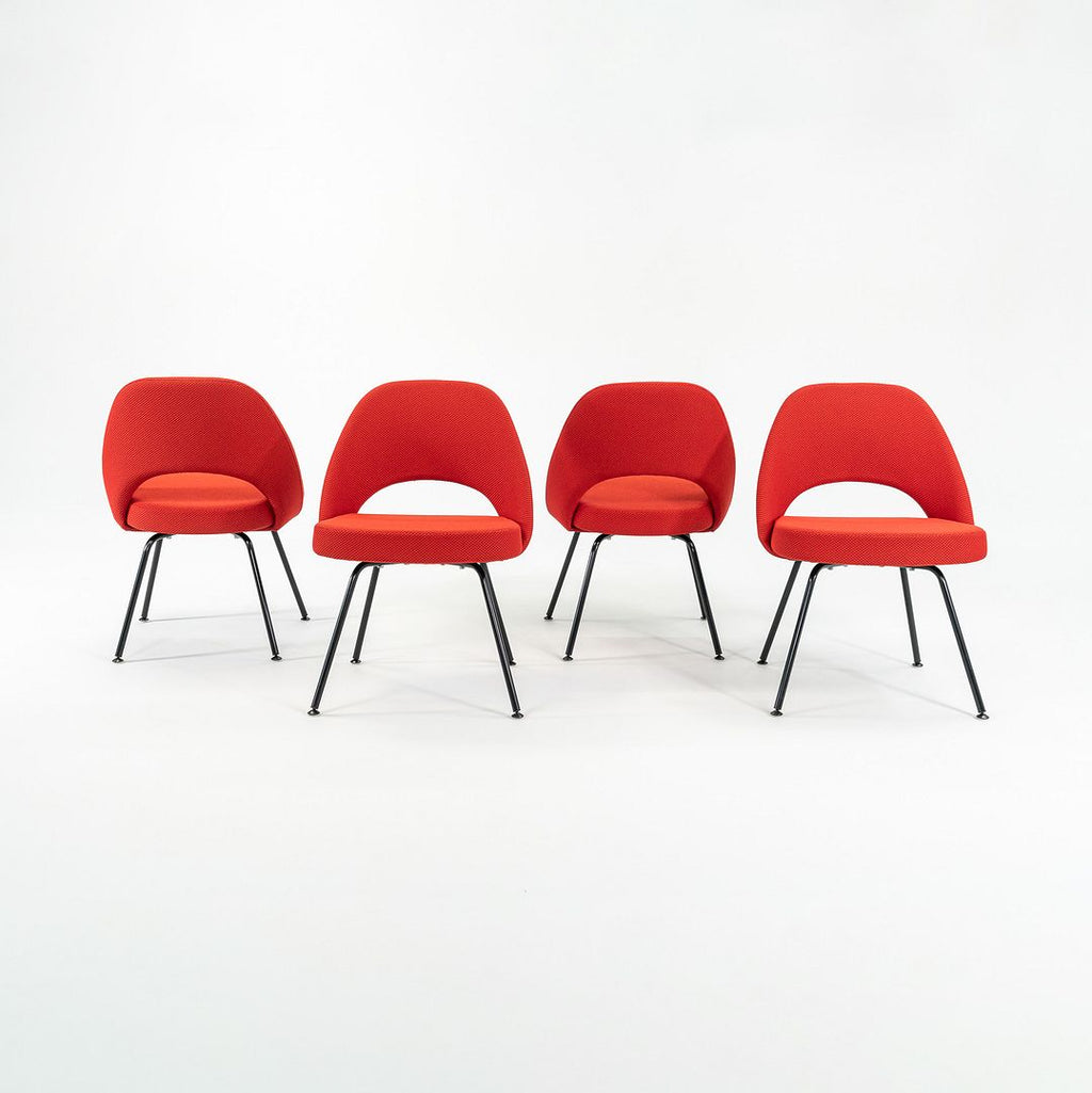SOLD 2023 Set of Four Executive Armless Side Chairs, Model 72C by Eero Saarinen for Knoll in Dottie Fabric