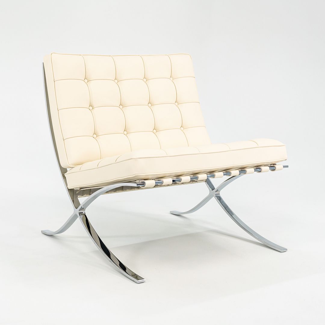 SOLD 2023 250L Barcelona Chair by Mies van der Rohe for Knoll in Chrome and Ivory Leather