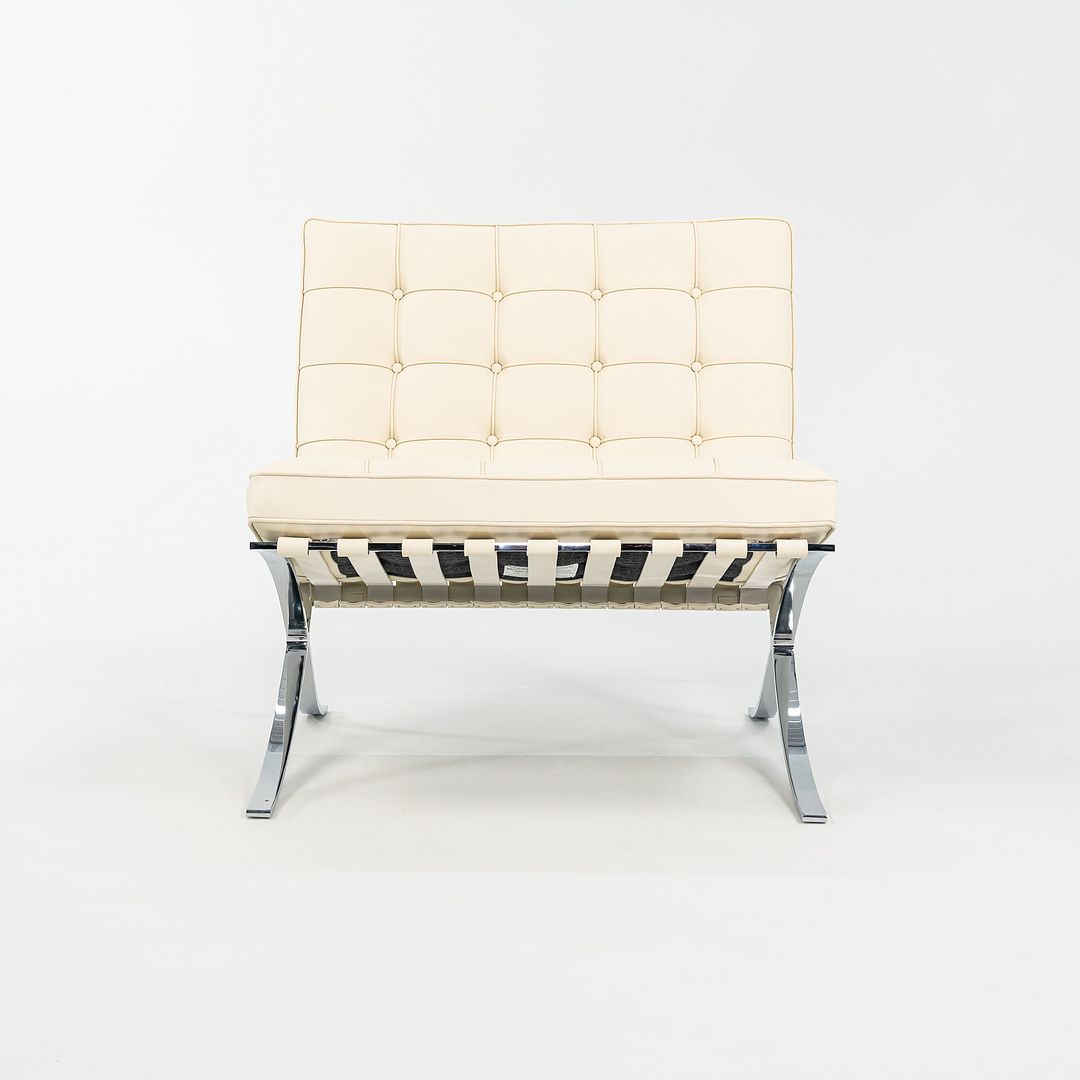 SOLD 2023 250L Barcelona Chair by Mies van der Rohe for Knoll in Chrome and Ivory Leather