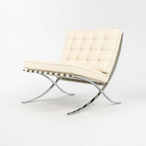 SOLD 2023 250L Barcelona Chair by Mies van der Rohe for Knoll in Chrome and Ivory Leather