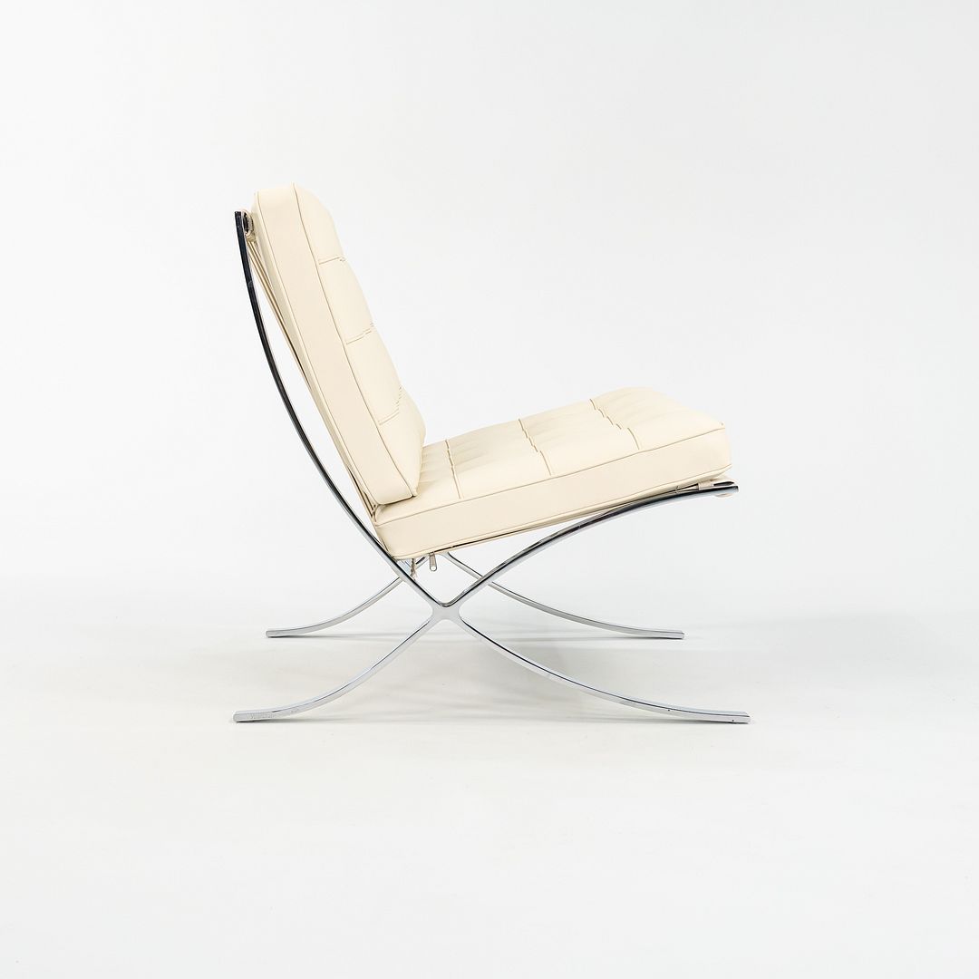 SOLD 2023 250L Barcelona Chair by Mies van der Rohe for Knoll in Chrome and Ivory Leather