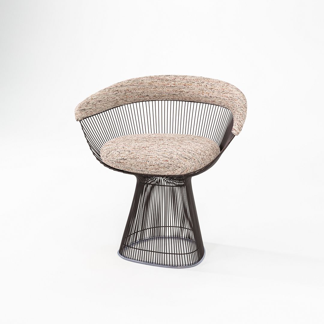 SOLD 2023 Platner Arm Chair, Model 1725 by Warren Platner for Knoll in Oatmeal Fabric with Bronze Finish