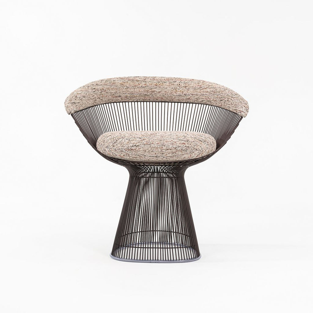 2023 Platner Arm Chair, Model 1725 by Warren Platner for Knoll in Oatmeal Fabric with Bronze Finish