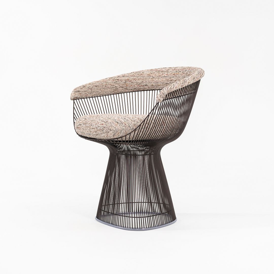 SOLD 2023 Platner Arm Chair, Model 1725 by Warren Platner for Knoll in Oatmeal Fabric with Bronze Finish