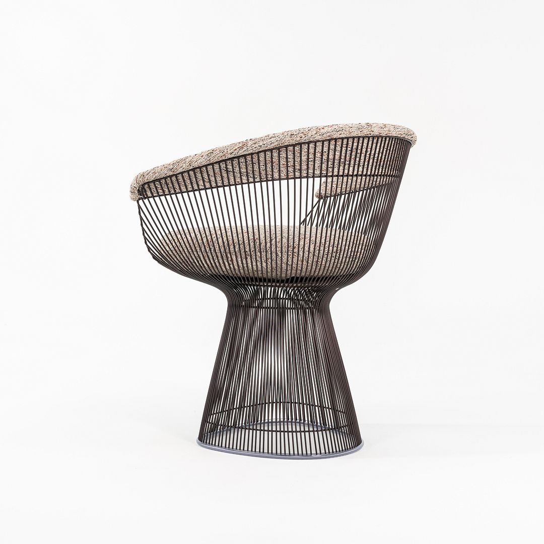 SOLD 2023 Platner Arm Chair, Model 1725 by Warren Platner for Knoll in Oatmeal Fabric with Bronze Finish