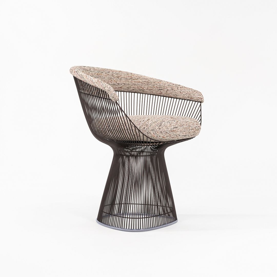 SOLD 2023 Platner Arm Chair, Model 1725 by Warren Platner for Knoll in Oatmeal Fabric with Bronze Finish