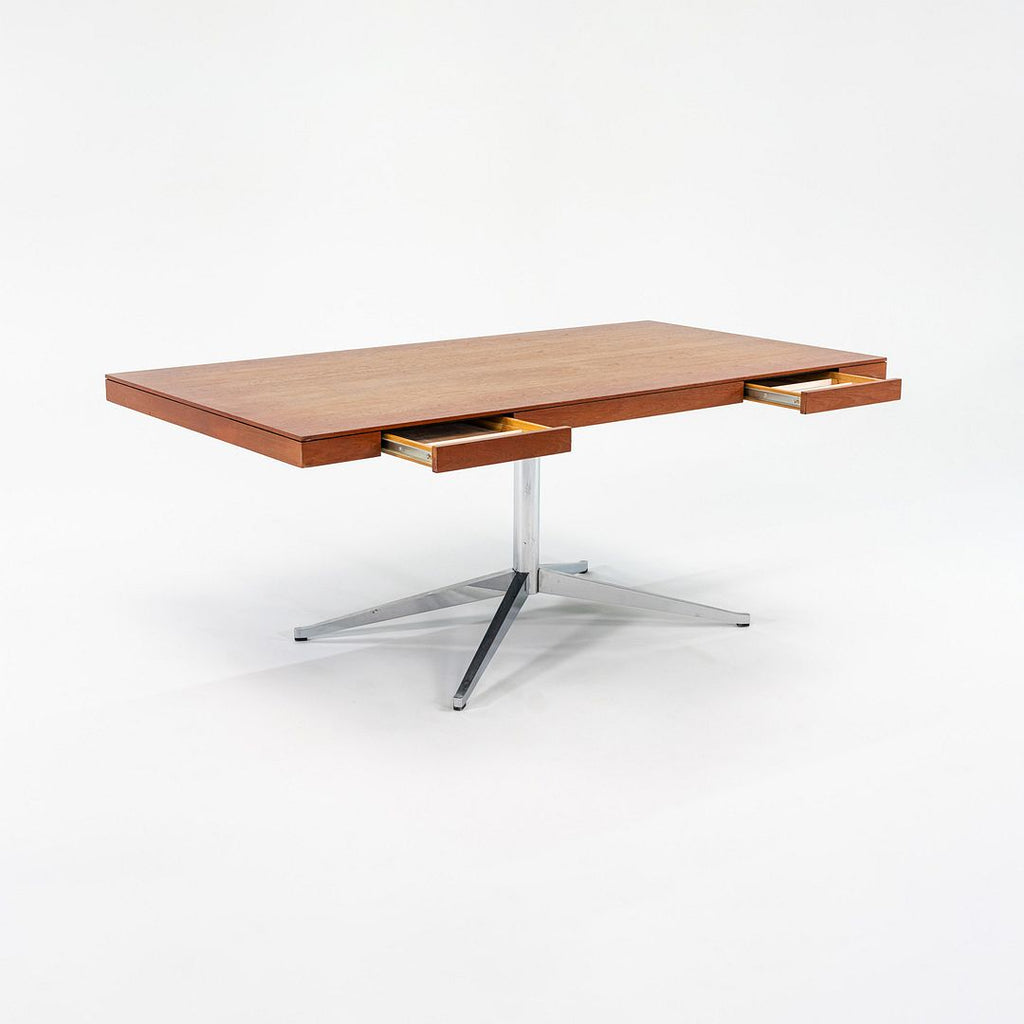 SOLD 1960s Florence Knoll Executive Desk, Model 2485 in Walnut and Chrome