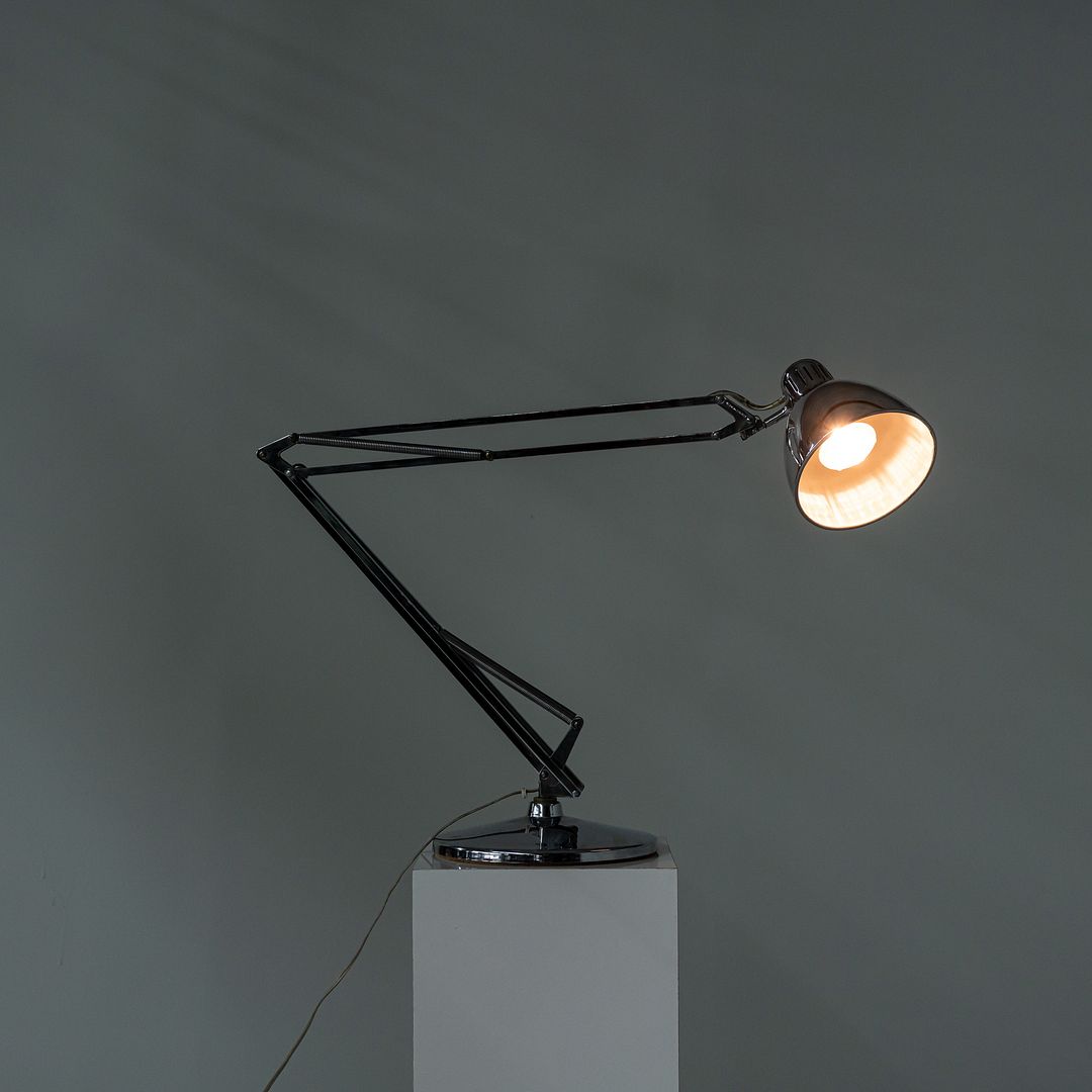 1980s Luxo ASA Norwegian Chrome Table Lamp with Weighted Base by Jac Jacobsen