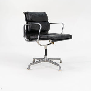 SOLD 1973 Aluminum Group Soft Pad Chair, Model EA 208 by Charles and Ray Eames for Herman Miller in Black Leather 2x Available