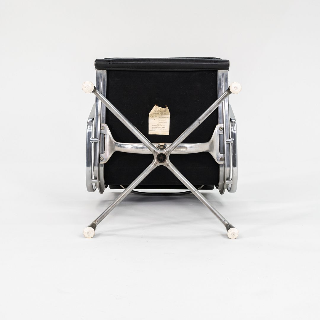 SOLD 1973 Aluminum Group Soft Pad Chair, Model EA 208 by Charles and Ray Eames for Herman Miller in Black Leather 2x Available