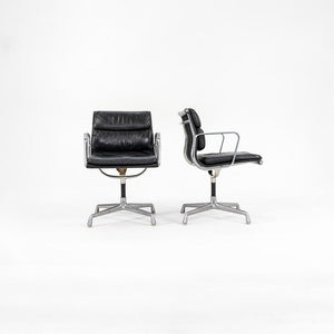 SOLD 1973 Aluminum Group Soft Pad Chair, Model EA 208 by Charles and Ray Eames for Herman Miller in Black Leather 2x Available