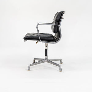SOLD 1973 Aluminum Group Soft Pad Chair, Model EA 208 by Charles and Ray Eames for Herman Miller in Black Leather 2x Available
