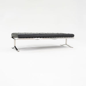 SOLD 1970s BE.1 Museum Bench by Nicos Zographos for Zographos Designs Ltd. in New Black Leather and Newly Polished Stainless