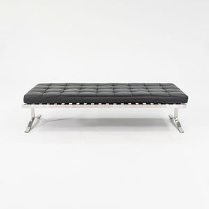 SOLD 1970s BE.1 Museum Bench by Nicos Zographos for Zographos Designs Ltd. in New Black Leather and Newly Polished Stainless