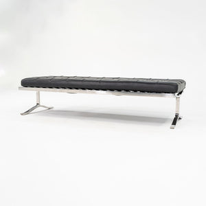 SOLD 1970s BE.1 Museum Bench by Nicos Zographos for Zographos Designs Ltd. in New Black Leather and Newly Polished Stainless