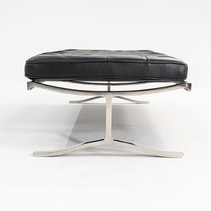 SOLD 1970s BE.1 Museum Bench by Nicos Zographos for Zographos Designs Ltd. in New Black Leather and Newly Polished Stainless