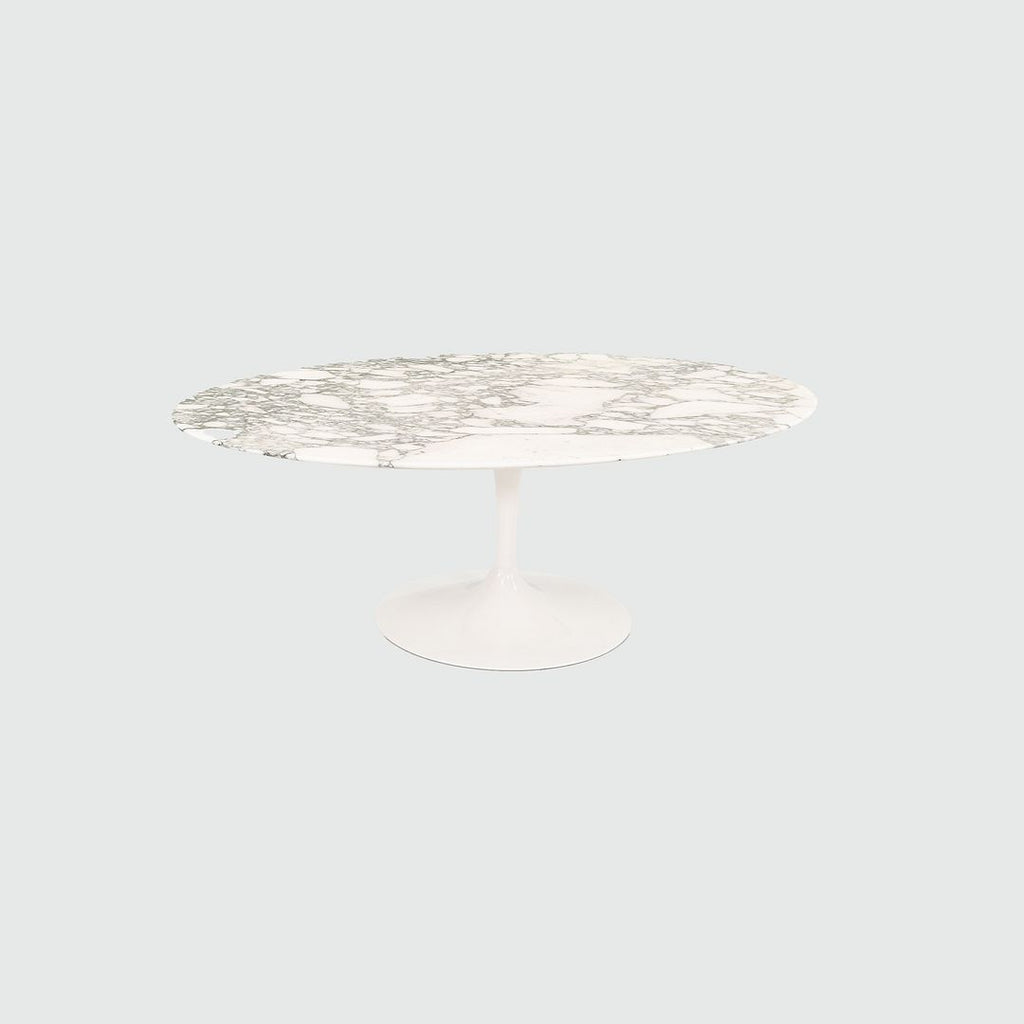 2016 Tulip Pedestal Oval Coffee Table by Eero Saarinen for Knoll in Arabescato Marble