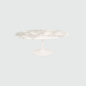 2016 Tulip Pedestal Oval Coffee Table by Eero Saarinen for Knoll in Arabescato Marble