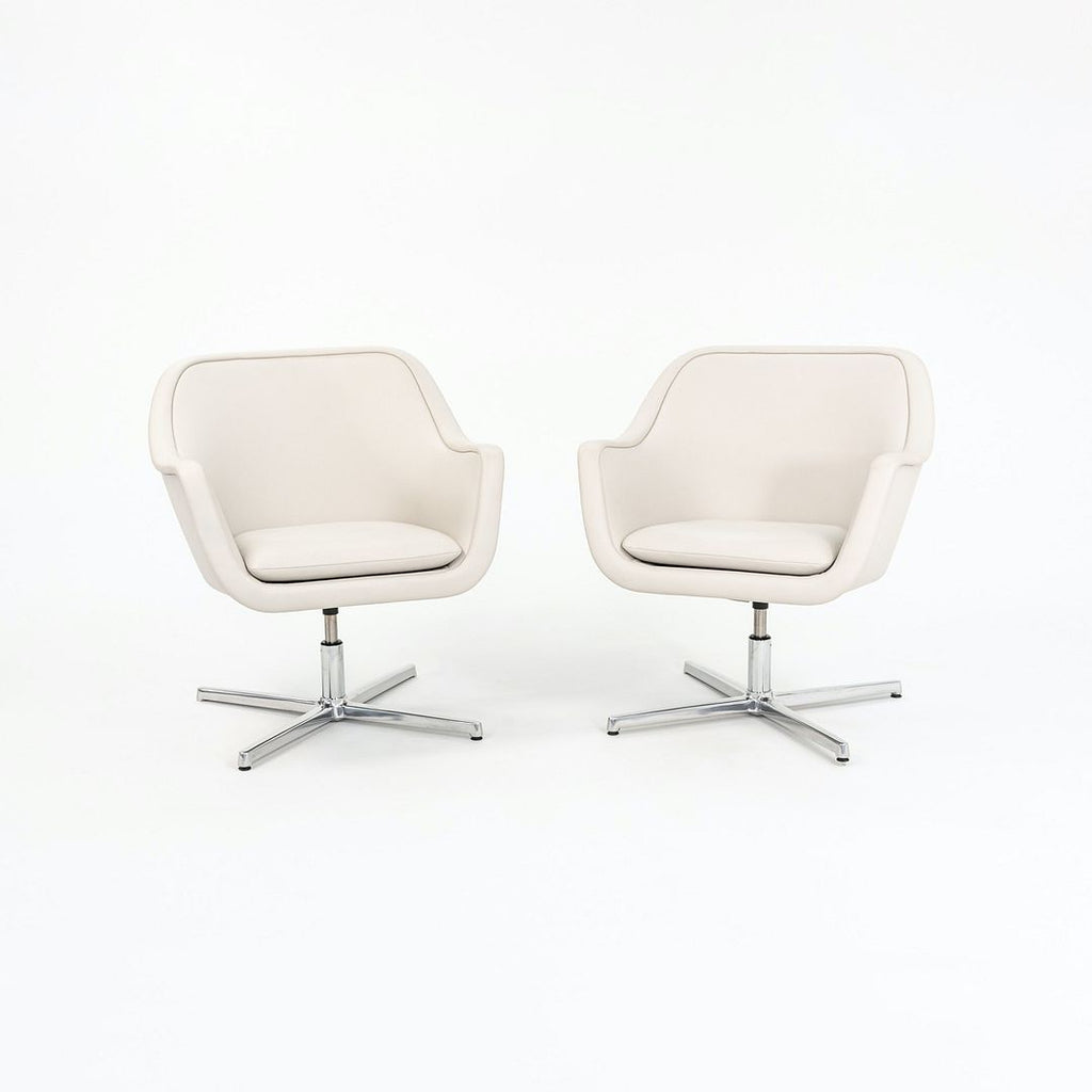 2019 Pair of Bumper Lounge Chairs with Arms by Ward Bennett for Geiger in Leather