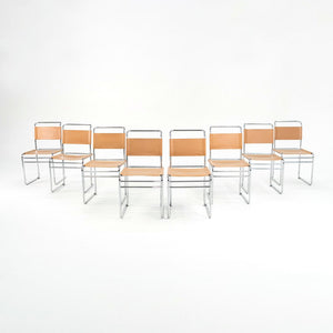 SOLD 1970s Set of Eight Marcel Breuer Model B5 Side Chairs by Marcel Breuer in Tan Leather