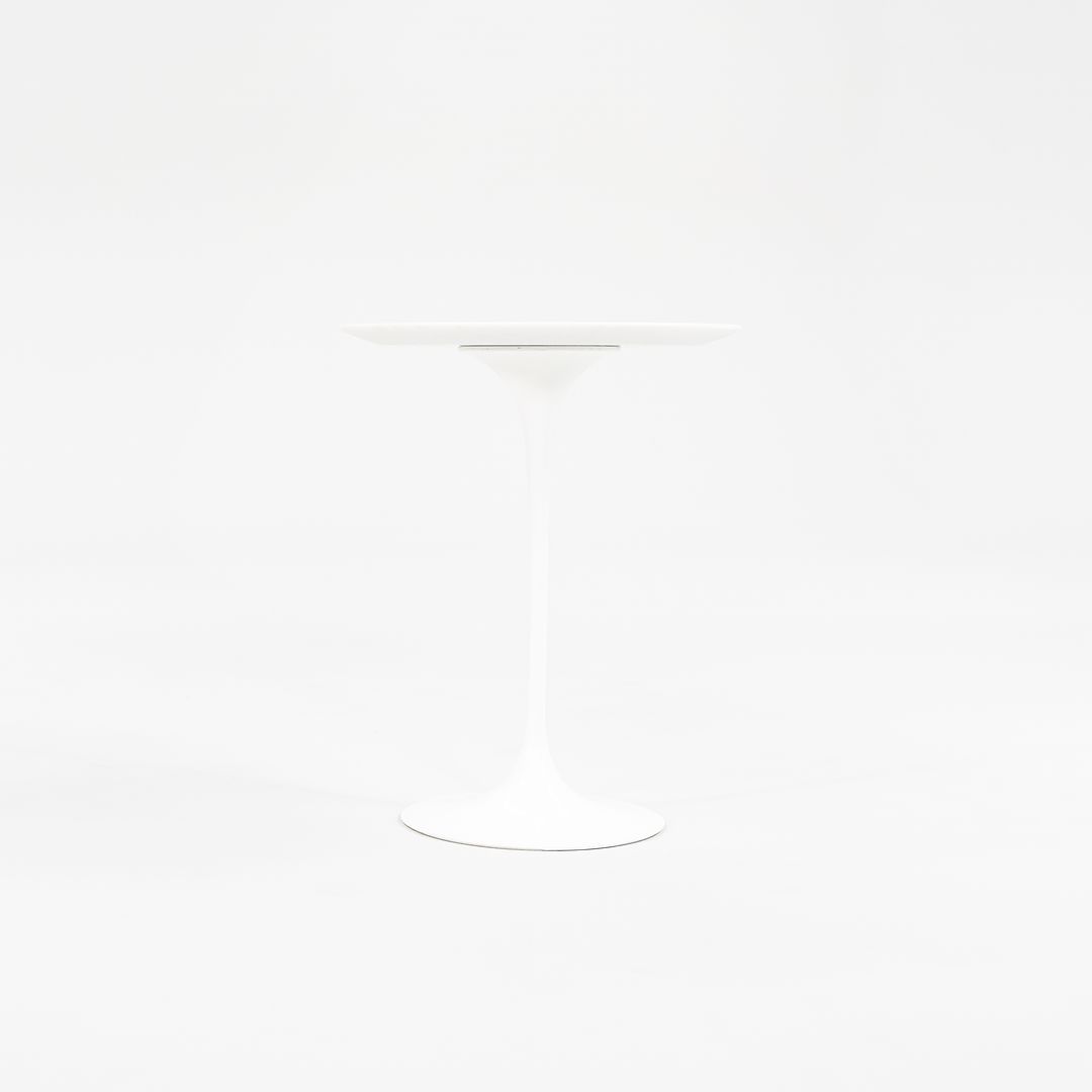 SOLD 2020 Single Pedestal Side Table, Model 160 MC by Eero Saarinen for Knoll Aluminum, Marble, Powder coat