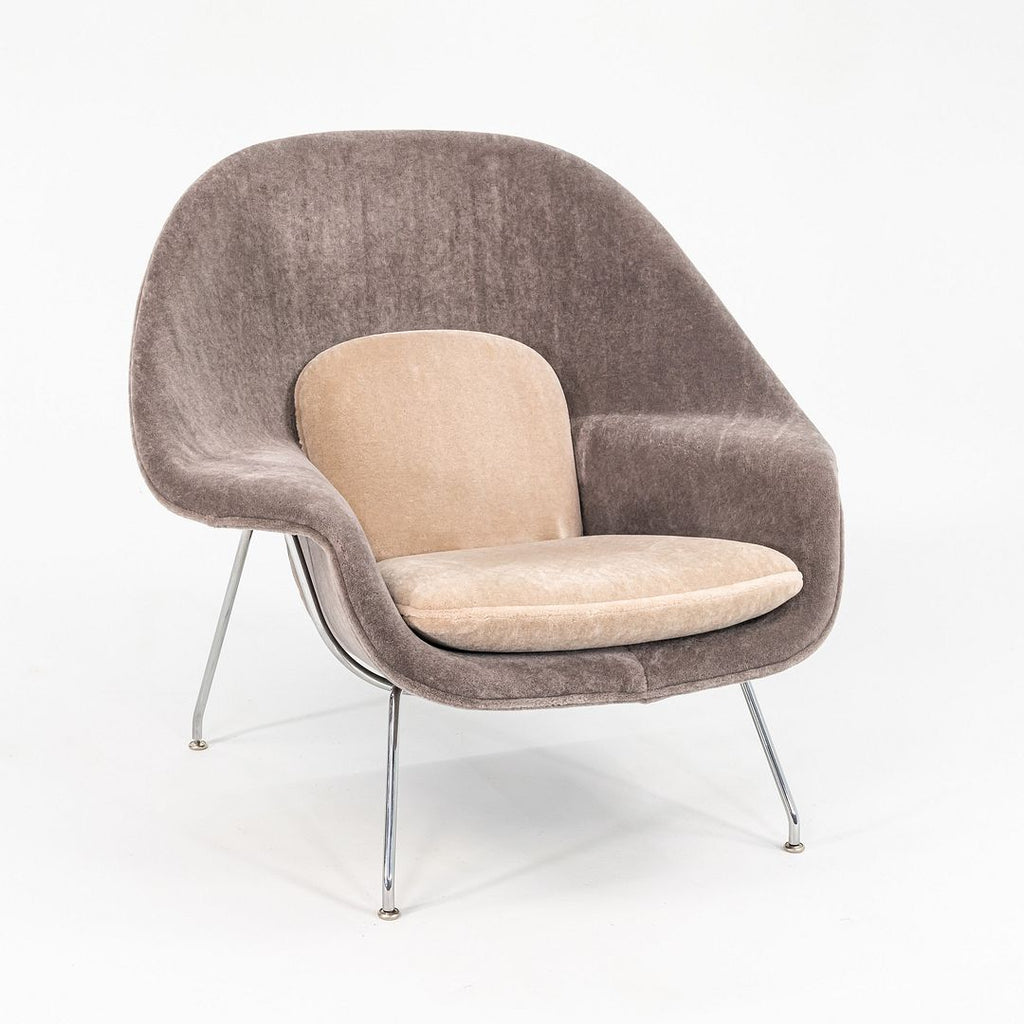 2023 Full Size Womb Chair, Model 70L by Eero Saarinen for Knoll in Two Tone Velvet / Mohair Fabric