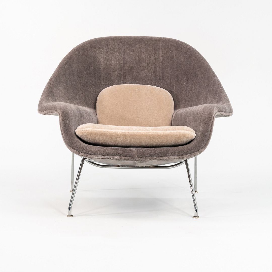 2023 Full Size Womb Chair, Model 70L by Eero Saarinen for Knoll in Two Tone Velvet / Mohair Fabric