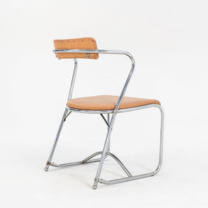 1950s Set of Four Lewis Larsen for Lloyd Loom Steel Dining Chairs w/ Oil Cloth