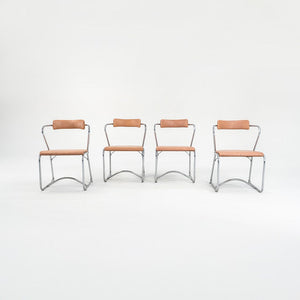 1950s Set of Four Lewis Larsen for Lloyd Loom Steel Dining Chairs w/ Oil Cloth