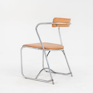 1950s Set of Four Lewis Larsen for Lloyd Loom Steel Dining Chairs w/ Oil Cloth