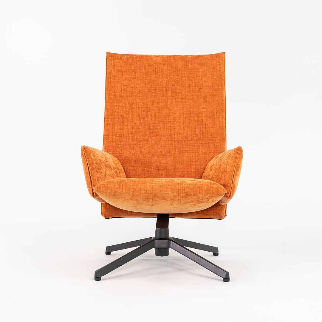 2023 Pilot High Back Lounge Chair, Model BO30-AU by Barber and Osgerby for Knoll in Orange Fabric