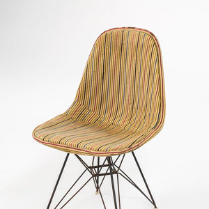 1960s Pair of DKR-1 Chair by Ray and Charles Eames for Herman Miller with Rare Millerstripe Fabric by Alexander Girard