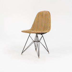 1960s Pair of DKR-1 Chair by Ray and Charles Eames for Herman Miller with Rare Millerstripe Fabric by Alexander Girard