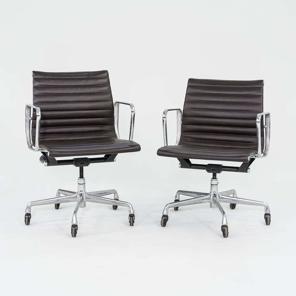 2012 Management Desk Chair, Model EA335 by Ray and Charles Eames for Herman Miller in Brown Leather 2x Available