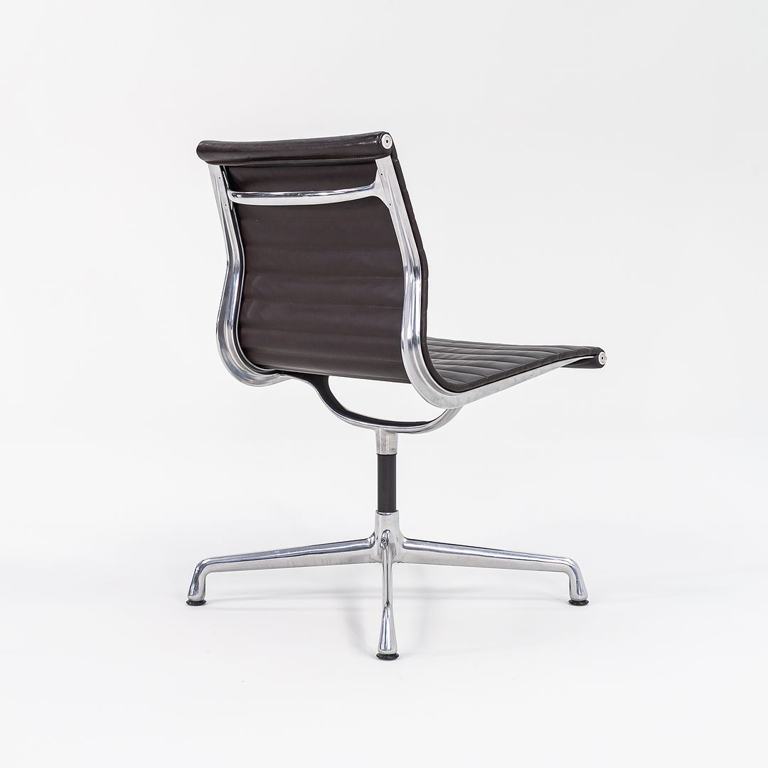 2012 Aluminum Group Armless Side Task Chair, Model EA306S by Ray and Charles Eames for Herman Miller in Brown Leather 2x Available