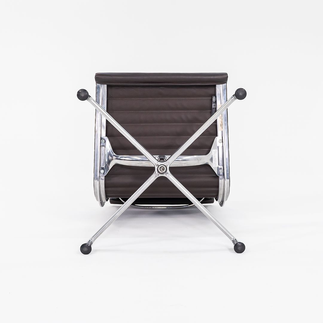 SOLD 2012 Aluminum Group Armless Side Task Chair, Model EA306S by Ray and Charles Eames for Herman Miller in Brown Leather 1x Available