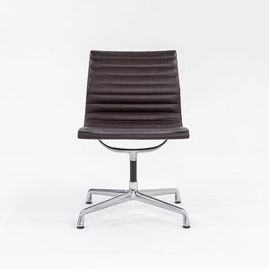 SOLD 2012 Aluminum Group Armless Side Task Chair, Model EA306S by Ray and Charles Eames for Herman Miller in Brown Leather 1x Available