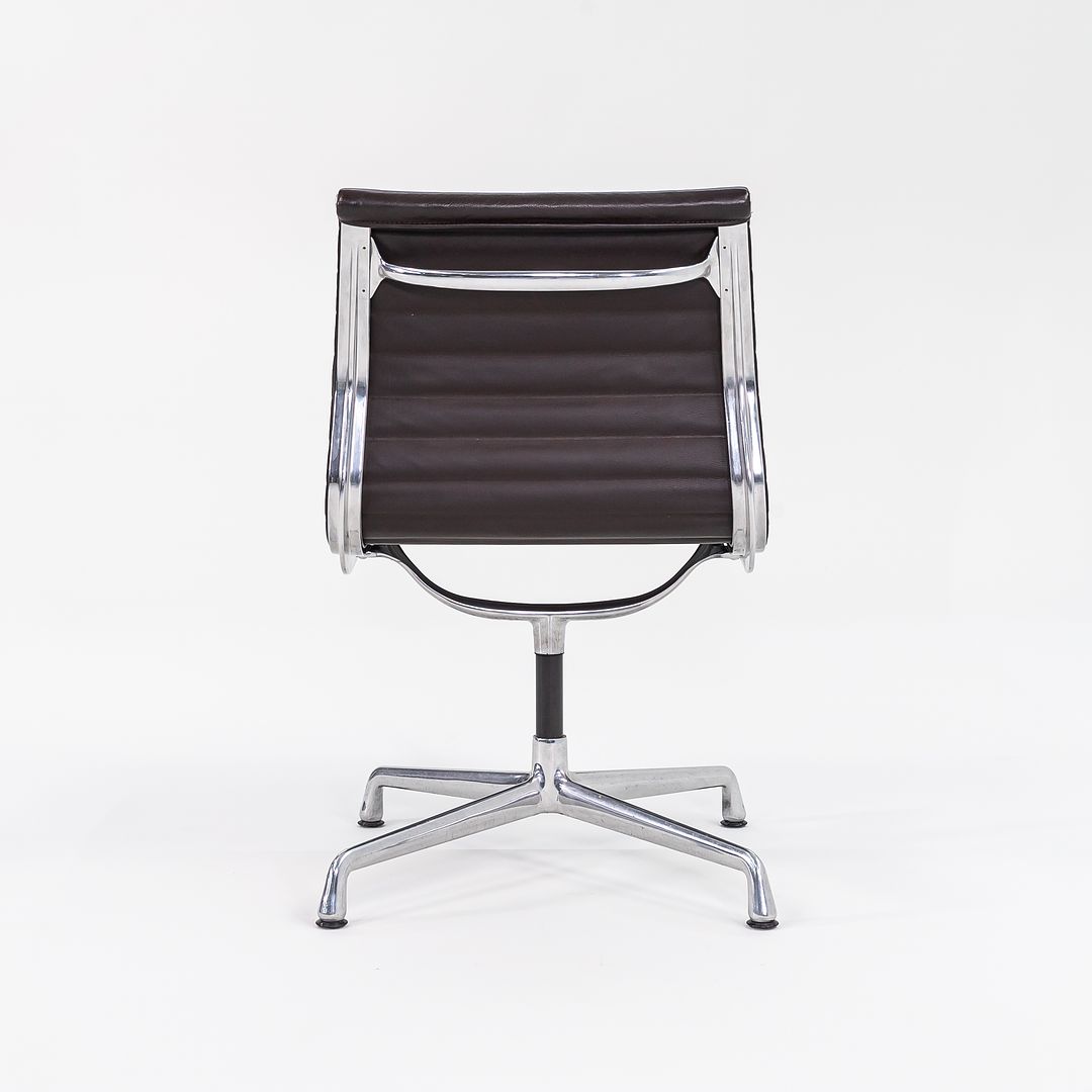 SOLD 2012 Aluminum Group Armless Side Task Chair, Model EA306S by Ray and Charles Eames for Herman Miller in Brown Leather 1x Available