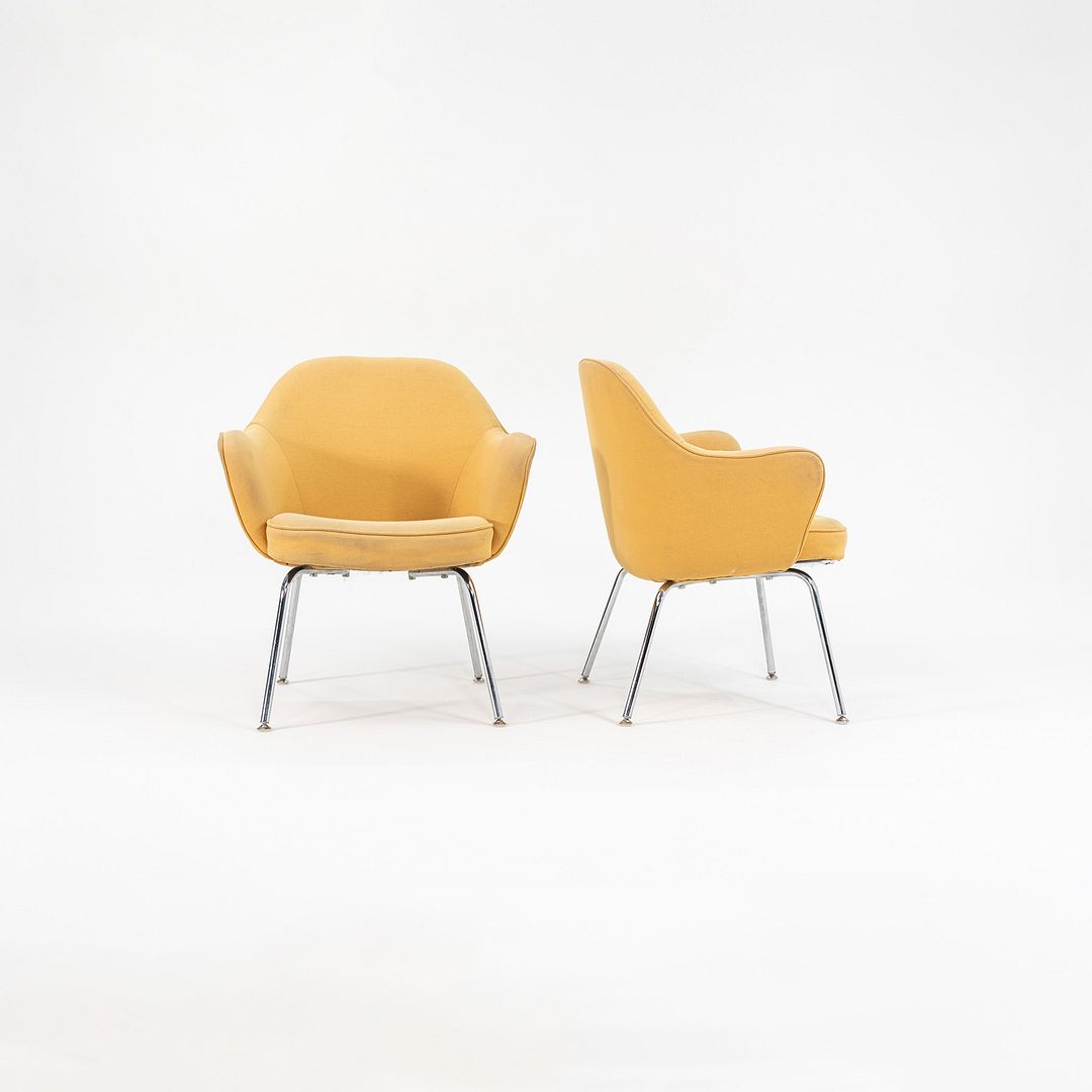 1960s Pair of Executive Armchairs, Model 68 UPC by Eero Saarinen for Knoll in Yellow Fabric