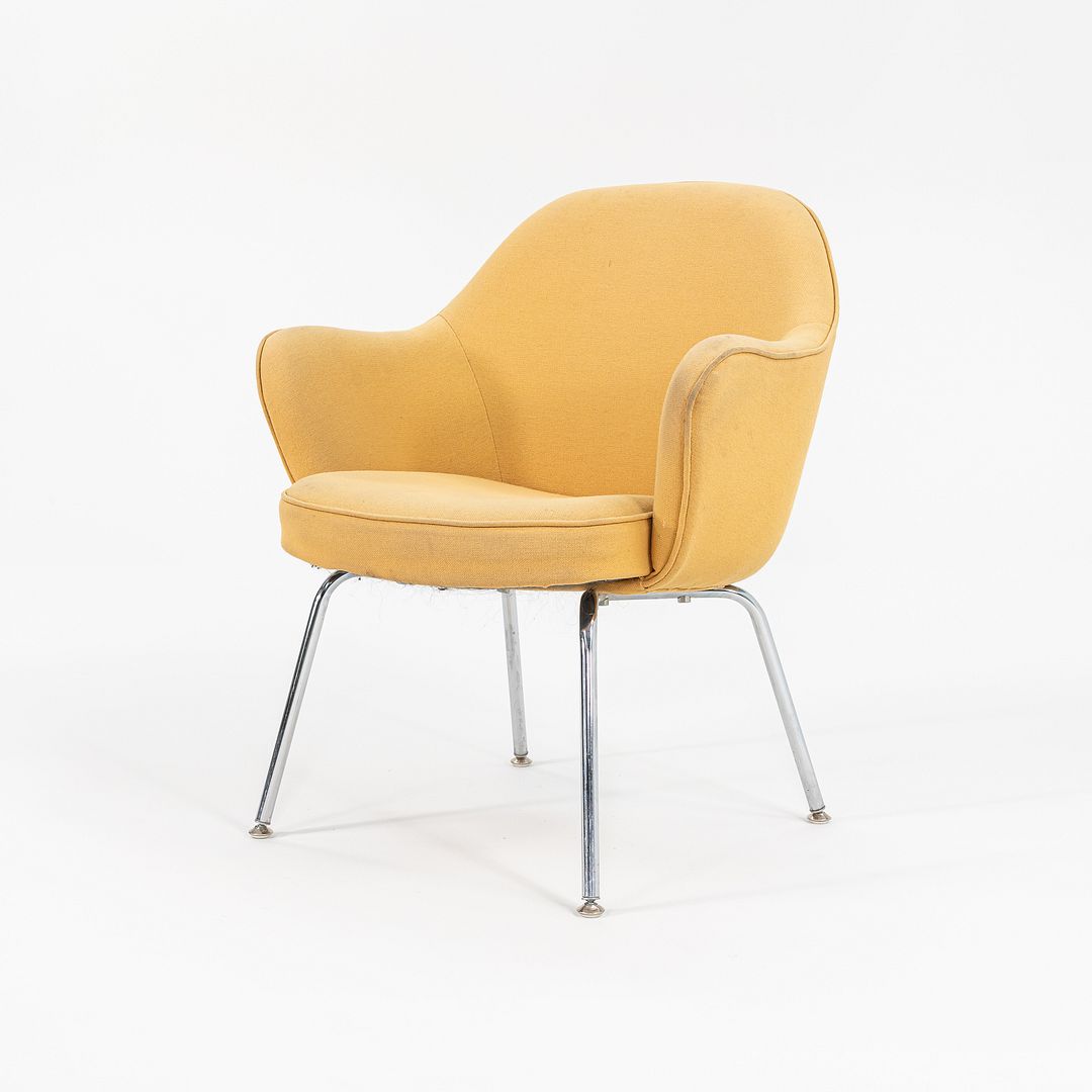 1960s Pair of Executive Armchairs, Model 68 UPC by Eero Saarinen for Knoll in Yellow Fabric
