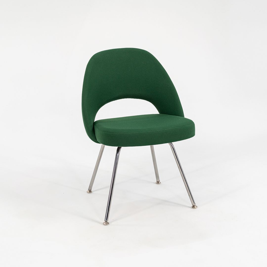 1999 Saarinen Executive Side Chair, Model 72C by Eero Saarinen for Knoll in Green Fabric, Sets Available