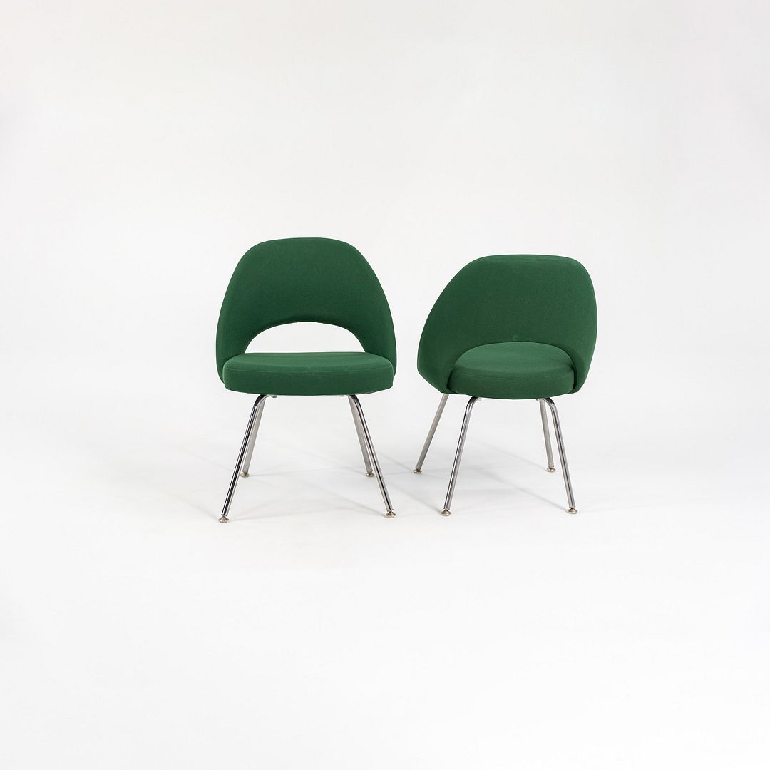 1999 Saarinen Executive Side Chair, Model 72C by Eero Saarinen for Knoll in Green Fabric, Sets Available