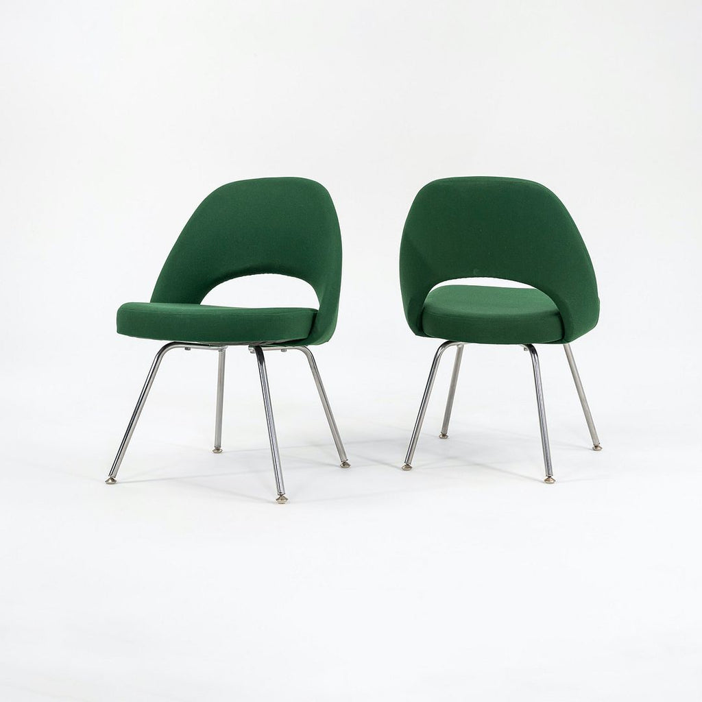 SOLD 1999 Saarinen Executive Side Chair, Model 72C by Eero Saarinen for Knoll in Green Fabric, Sets Available